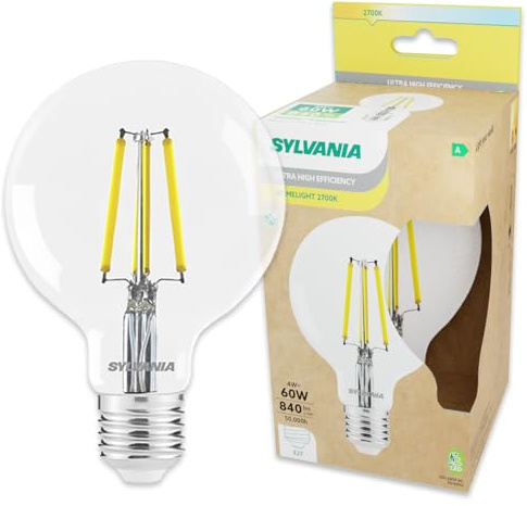 SYLVANIA E27 LED Warmweiß 2700K | A-Energieklasse | Ersatz für 60W | G95-Form