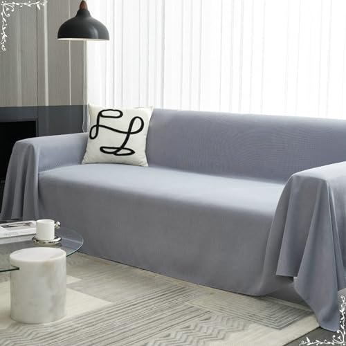 Ayoiow Sofabezug Hussen Sofahusse Grau 3 Sitzer Sofabezug Chenille Einfarbig