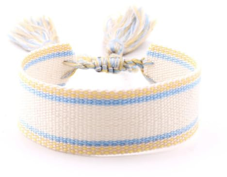 1 Stück 1.7cm Breit Verstellbares Armband Böhmisches Stoffarmband Gewebtes Armband Webarmband Freundschaftsarmband Wristband Gewebearmband Gesticktes Armbänder für Männer Frauen,Farbe 11