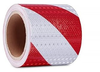 GIONAR - Pegatinas Reflectantes, Cinta Reflectante Adhesiva, Color Rojo y Blanco, Cinta Adhesivo Reflectante, Advertencia, 10 x 25 m, para Vehículos, Camiones, Recordatorio de Seguridad