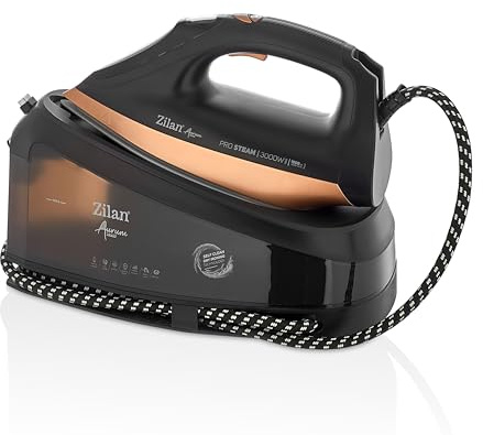 Zilan Centrale Vapeur 3000 W – Réservoir 1,5 L – Semelle Céramique Anti-adhésive, Système Auto-nettoyant, Noir et Or