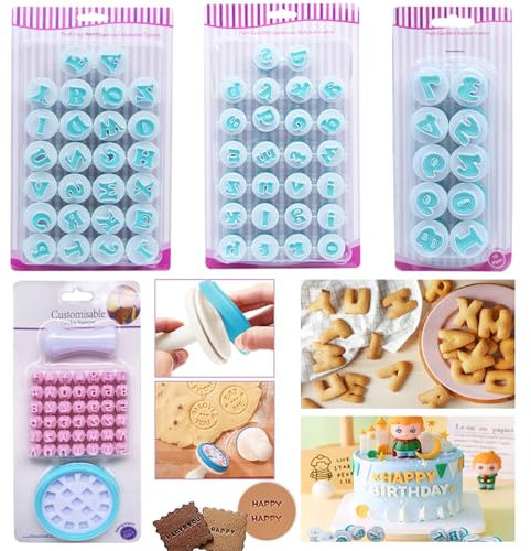 Wintfarm 146 moldes de letras para fondant, moldes de letras para manualidades, moldes de fondant, moldes para fondant, accesorios para hornear, decoración de tartas, juego de accesorios para hornear