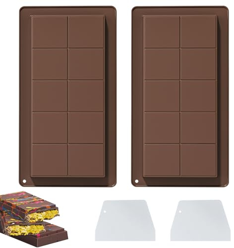 Dubai Schokolade Form, 2 Stück Schokoladenform Silikon, Schokoladenform Dubai Schokolade, Tief Schokoladentafel Form | Antihaftbeschichtung Schokoladenform Schokolade zum Backen Zu Hause (A)