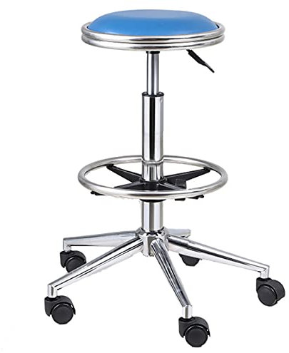QZQJUILU Drehhocker mit Rollen Rollhocker Büro Schönheitssalons Krankenhaus Werkstatt Antistatische Drehstühle mit runder Sitzfläche, Fußstütze und Rollen, verstellbar 60-80 cm