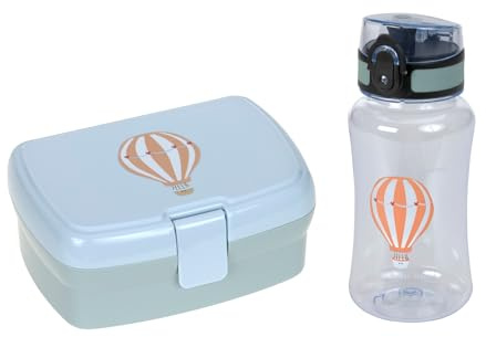 Lässig Set di pranzo e biberon - Set da pranzo con cestino e biberon (460 ml)/Tiny Drivers Balloon