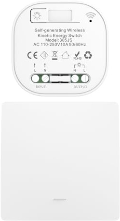 Cerhot funk lichtschalt funkschalt 230v funk lichtschalter ohne batterie set lichtschalter funk wireless light switch funkschalter batterielos funktaster funk-wandschalter für lichter (EU 1Gang 1V1 b)