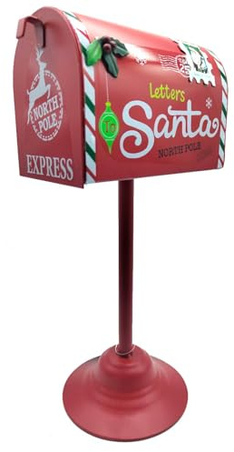 Acan Tradineur - Buzón Americano Navideño Letters Santa - Fabricado en Metal - Artículo para Decoraciones navideñas - 32 x 16 x 12 cm