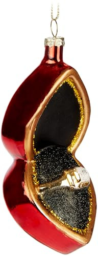 BRUBAKER Antragsring - Handbemalte Weihnachtskugel aus Glas - 13 cm | Baumkugel Antrag Hochzeit - Ring in roter Box - Anhänger für Verlobte und Ehepaare - Mundgeblasener Christbaumschmuck