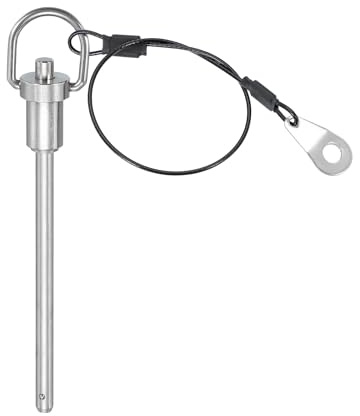 PATIKIL Perno Bloccaggio con Maniglia Anello Acciaio Inossidabile 1/4 x 3.15, Perni Bloccaggio a Sfera Acciaio Inossidabile 304, Perni Sicurezza con Pulsante, Filo da 25 Cm (6 x 80mm)