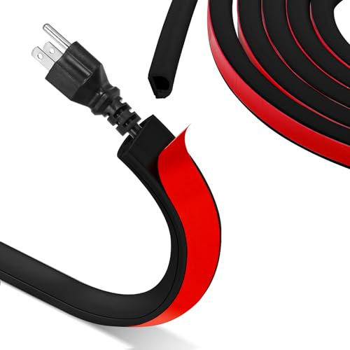 2M Mini canaleta autoadhesiva para cables, flexible, semicircular, para exteriores, resistente a la intemperie, para ocultar 1 cable (negro)
