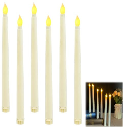 EuAcesry Candela LED Fiamma Analogica Tremolante, 6 PCS Candele per Albero di Natale, Lumini Candeline LED Piccole Batteria, per Matrimoni, Feste, Natale, Pasqua, Come Luce d'atmosfera