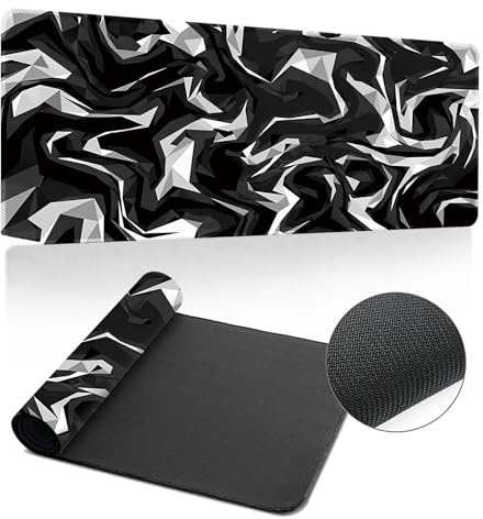 Highdi Tapis de Souris Grand XXL/XL, Tapis de Souris Gamer Tapis de Souris Gaming avec Caoutchouc Antidérapant Extended Tapis de Clavier PC Office (Noir et Blanc,300 * 900 * 3mm)