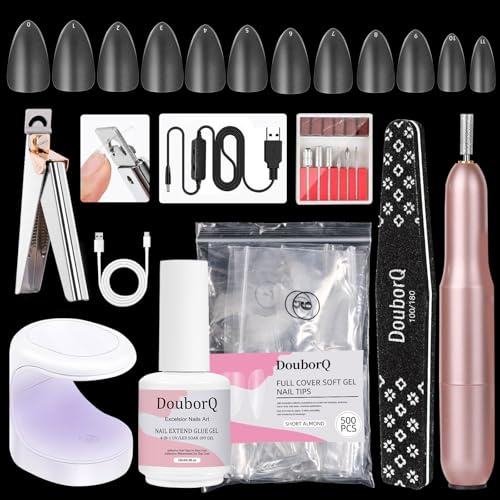 Major Dijit Gel X Starter-Set – Mit Nagelfräse, 4-in-1 Gel (0,5oz), 500 Almond-Tips (S), UV-Lampe & Zubehör für Nagelverlängerungen & Nail Art