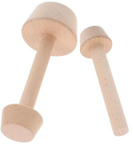 SECFOU 2pcs Wooden Egg Tart Moulds Double-Ended Pastry Tamper for Mini Muffin Pan Baking Tool