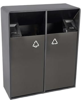 Mülleimer für Eingänge, Geschäfte 38L/80L Innen-/Außen-Mülleimer, doppelte Fässer, quadratischer Metall-Mülleimer, moderner, kommerzieller, großer Mülleimer for den Haushalt (mit Aschenbecher) Mülleim