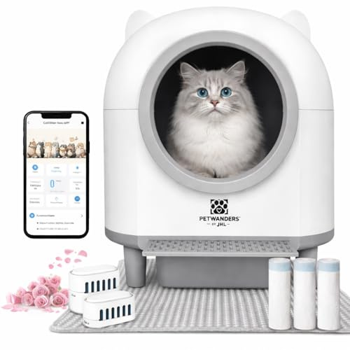 PetWanders - Lettiera automatica Caixa per gatti, autopulente con app, 10 sensori di sicurezza, grande capacità, 90 l, inodore, compatibile con tutti i tipi di sabbia