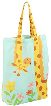 Wonuante Giraffa Sacchetto di Stoffa, 40 × 50CM, Shopping Bag Donna in Tela Riutilizzabile, Pieghevole Shopper Bag con Manici Stampa