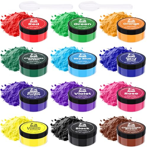 Food Colouring Powder 12 Colours x 5g - Highly Concentrated food colouring set for Baking & Cake Decorating, Vivid Edible Powder Paint for Macarons, Cookies (Home & Professional Use)