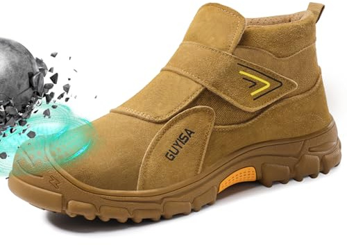 LAoutun Safety Boots Mens Slip on CE Certified Steel Toe Cap Boots Work Shoes Lightweight Splash Proof Safety Shoes Puncture Proof Construction Boot Fashionable Protective Working Boot for Men