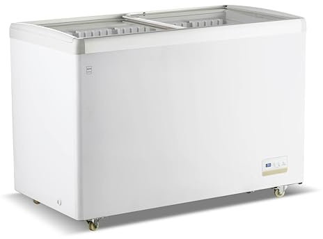 METRO Professional Tiefkühlvitrine GICC1363, 315 L, Tiefkühltruhe mit Glasschiebetür, 5 Ablagekörbe, Türschloss, Temperaturalarm, Rollen, Weiß