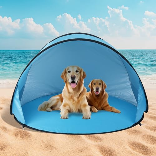 Extra großes Hunde-Strandzelt – 119,4 cm L x 99 cm B x 30 cm, tragbares Outdoor-Haustierzelt für Camping mit Hunden und Katzen, wasserdichter Hunde-Sonnenschutz für mittelgroße bis größere Haustiere