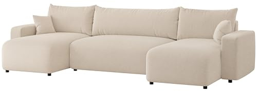 IDOHOME U Form Schlafsofa mit Bettkasten 318 x 145 cm | 318 x 145 x 79 cm, Viel Platz, Wohnen und Schlafen, Integrierter Bettkasten