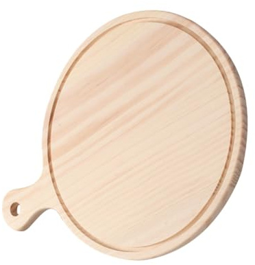 STOBAZA Plateau Rond Bois Naturel pour Pizza et Snacks Plateau de Service Résistant et Polyvalent pour Dessert et Salade Alimentaire Pratique et Sain