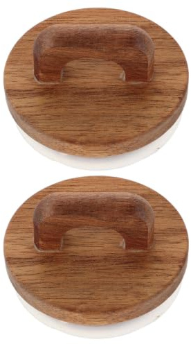 JECOMPRIS 2 pack Wide Mouth Mason Jar Wooden Lids with Silicone Seal Airtight Reusable Storage Covers with Handle Leakproof Canister Replacement for Pantry Organisation and Dry Food Storage