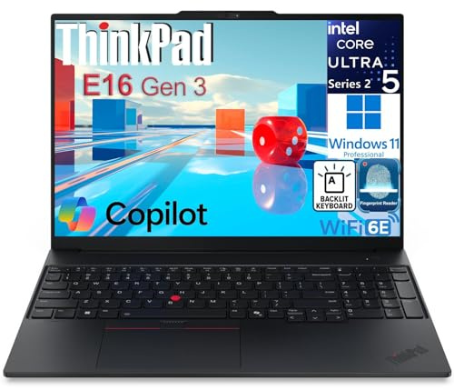 Lenovo ThinkPad E16 Gen 3 Business Laptop Computer, Intel Ultra 7 255H (2026 Edition), 32GB DDR5 & 1TB SSD, Long Battery Life, AI-Ready, Fingerprint Reader, Windows 11 Pro, Multiple I/O Ports