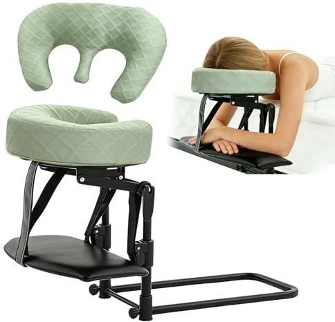 GOKKYOA Massage Headrest for Bed Face Cradle, Adjustable Massage Attachment for Mattress, Portable Massage Head Rest for Mattress, Face Down Pillow After Eye Surgery (Green)