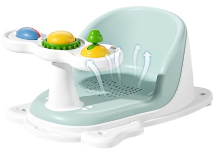 Barns Badstol,Babysits med sugkoppar,Badkarstol möjliggör upprätt sittande - För barn, pojkar, flickor, nyblivna föräldrar & barnvakter, säkerhetsmedvetna familjer, hemma, resor, golv