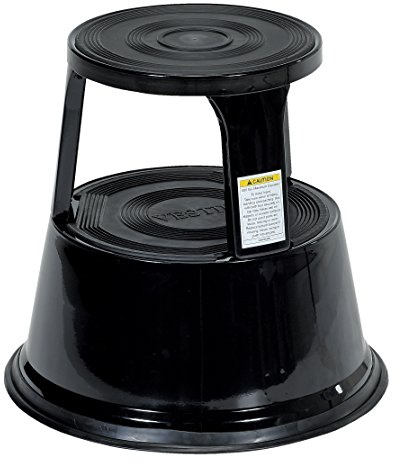 Vestil STEP-17-BK Steel Rolling Step Stool 17 In. Top Step Height 500 Lb. Capacity Black