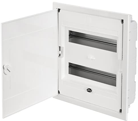 REV Verteilerkasten - Sicherungskasten Unterputz, Schaltschrank 2-reihig 24TE, 400V, 379x341x105mm, weiß