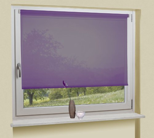Gardinenbox Klemmfix Seitenzugrollo, 140x230, Lila lichtdurchlässig, Klemm Rollo ohne Bohren, 620000