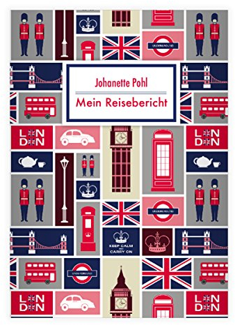Kartenkaufrausch 16 personalisierte, Trendige London DIN A5 Grundschul Hefte mit englischen Symbolen auf rosa Kontrastlineatur 2