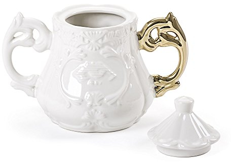 Seletti Sucrier en porcelaine Ø 13 cm H.15 I-Wares Manche or