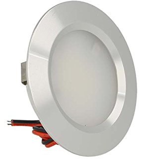 Mini LED-Einbaudeckenleuchte, rund, 3 W Wechsel-/Gleichstrom: 12 V, Gleichstrom 24 V, Bohrung: 50 mm, Schlachtkörper aus satiniertem Aluminium Warmweiß