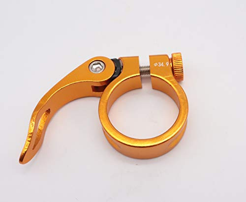 CarbonEnmy Sattelklemme 34,9 mm mit Schnellspanner – Aluminium Sitzklemme für 30,8 mm / 31,6 mm Sattelstütze CNC für MTB, E-Bike (Gold)