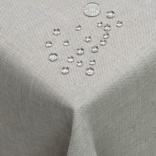 DecoHomeTextil Leinen Optik Farbe Größe wählbar - Eckig 130 x 130 BZW.130x130 BZW. 130x130 cm Hellgrau mit Lotus Effekt Tischdecke mit Fleckschutz Hellgrau TD Eckig