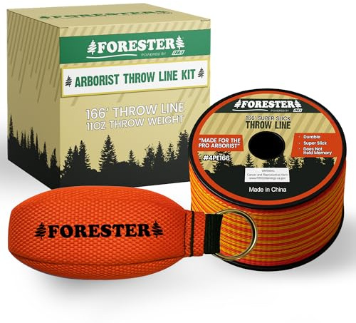 FORESTER Arborist Throw Line Kit | 11oz Throw Weight & 166ft Rope | Ultra Slick 100% Polyester Rope | Arborist Equipment For Tree Climbing