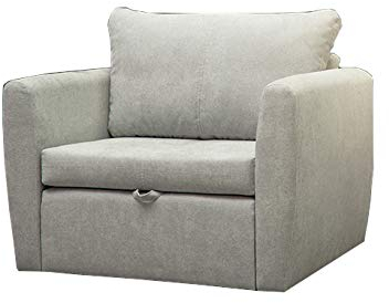 mb-moebel Schlafsessel mit Schlaffunktion Gästebett Klappsofa mit Bettfunktion mit Bettkasten Couch Schlafcouch klein Mini Sofa Sessel Salon Jugendzimmer Kindersofa 110x90x90cm SARA (Hellgrau)