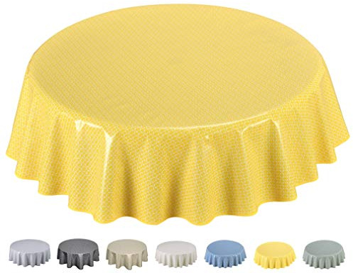 Home Direct Wachstuch Tischdecke Abwaschbar Rund 140cm Gelb