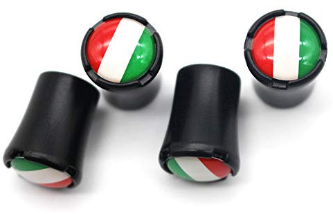 4 Teile/Satz Zink-Legierung Italien Nationalflagge Reifen Ventilschaftkappe Reifen Radschaft Luftventilkappen für Auto Autos (Schwarz)