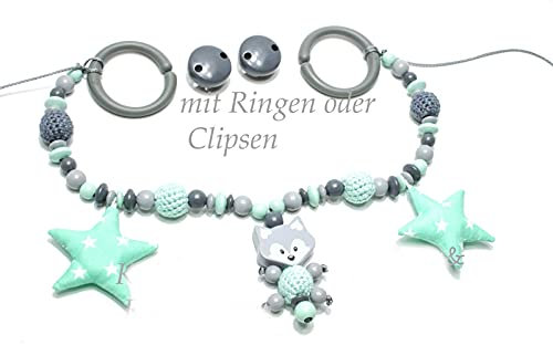 Kinderwagenkette Fuchs mint grau