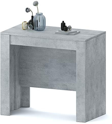 Multifunktionaler ausziehbarer Konsolentisch, Farbe Betongrau, Maße 90 x 78 x 51 cm