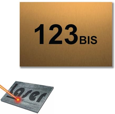 Mygoodprice - Placa grabada con número de buzón autoadhesivo, 10 x 7 cm, color dorado cepillado