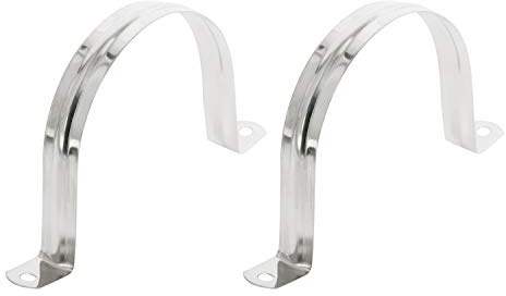Aopin Lot de 2 colliers de serrage rigides de 80 mm à 2 trous en forme de U en acier inoxydable 201 pour fixation de tuyaux, argentés