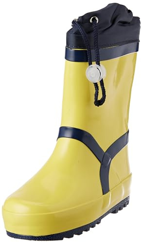 Playshoes Gummistiefel gefüttert Regenstiefel, gelb Marine, 26 EU