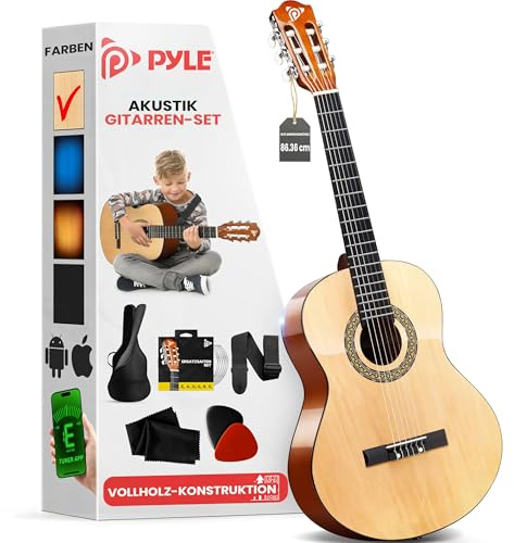 Pyle Kit de Guitarra acustica, ½ Tamaño Juvenil, 34”, para Principiantes, Niños, Adultos