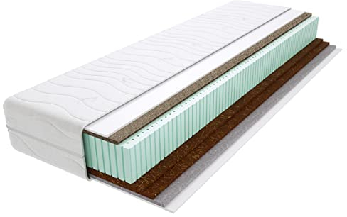 Godre Proteo Gras 7-Zonen Latexkern-Matratze 180x200 cm, Härtegrad H4 & H5 - hart & sehr hart, mit gestepptem Bezug - Matratze, mit Seegras - Kokos -Rosshaar, Klimafaser -21 cm Höhe, Hypoallergen